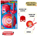 Kit Infantil Máscara Escudo Espada Flash Herói Veloz Marvel Criança Liga Justiça