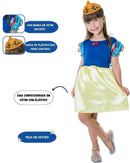 Fantasia Infantil Branca de neve Curta Verão Menina Carnaval Dia das Crianças Megalomania