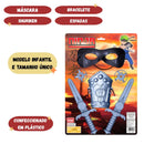 Kit Infantil Ninja Espada Máscara Bracelete Criança Carnaval Luta Marcial Festa