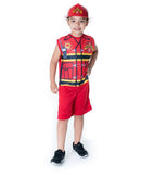 Fantasia Infantil Bombeiro com Capacete Menino Masculina Carnaval Megalomania