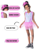 Fantasia Feminina Bailarina com Tiara Infantil Curta Carnaval Escolar Dia das Crianças Megalomania