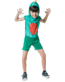 Fantasia Menino Infantil Dinossauro Dino Verde com Gorro Festa Carnaval Megalomania