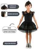 Fantasia Infantil Menina Wandinha Quarta feira Familia Addams Serie Bruxinha Carnaval Hallowen Dia Das Crianças