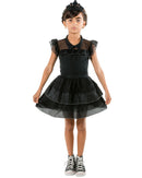 Fantasia Infantil Menina Wandinha Quarta feira Familia Addams Serie Bruxinha Carnaval Hallowen Dia Das Crianças