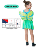 Fantasia Menina Fada Encantada Tinker Bell Sininho Verde Carnaval Dia das Crianças Feminina Presente Megalomania