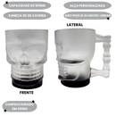 Caneca Caveira Skul Mug Base Preta 3D Vidro Fosco 500ML Churrasco Chopp Pai Presente Decoração Megalomania