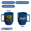 Caneca Tina Avengers Marvel Comics Thor Hulk Homem Ferro Cor Azul Vingadores