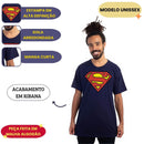 Camiseta Unissex Símbolo Superman Azul Adulto Dc Comics Liga Da Justiça Super Herói Geek Nerd Presente Pai