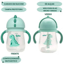 Copo Bebê Infantil Dino Alça Removível Canudo Silicone Buba Megalomania