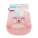 Babador Em Silicone Com Pega Migalhas Gumy Seguro Bebe Infantil Rosa Com Rostinho Buba