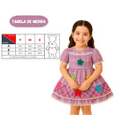 Vestido De Festa Junina Fantasia São João Xadrez Quadrilha Caipira Roxo Detalhado