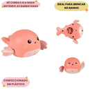 Brinquedo de Banho Baleia Nada Bebê Diversão Criança Banheira Rosa Azul Infantil Piscina Chuveiro Buba Megalomania