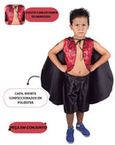 Fantasia Dracula Infantil Menino Criança Morcego Colete Calça Capa Halloween Festa Carnaval