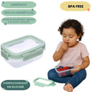 Kit 3 Potinhos Hermético Verde Bebê Papinha Alimentos Buba Organização Maternidade Frutas