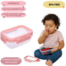 Kit 3 Potinhos Hermético Rosa Bebê Papinha Alimentos Buba Organização Maternidade Frutas