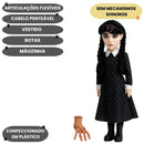 Boneca Infantil Wandinha Familia Addams Wednesday Brinquedo Mãozinha Halloween Meninas Diversão