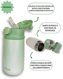 Copo Térmico Parede Dupla Aço Inoxidável Ursinho Verde Bebê Passeio Prático Buba Megalomania