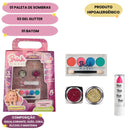 Kit Maquiagem Infantil Dia das Crianças Batom Glitter Paleta Sombras Diversão Festa Presente