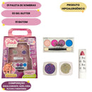 Kit Maquiagem Infantil Dia das Crianças Batom Glitter Paleta Sombras Diversão Festa Presente