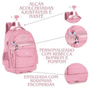Kit Mochila Carrinho Holográfica Rebecca Bonbon Rosa Claro Estojo Box Holográfico Meninas Juvenil Escolar Clio Megalomania