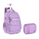 Kit Mochila Carrinho Holográfica Rebecca Bonbon Lilás Estojo Box Juvenil Escolar Feminino Meninas Clio Megalomania