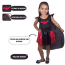 Fantasia Infantil Draculete Vampiro Halloween Conde Drácula Menina Criança Festa Terror Gótica