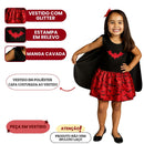 Fantasia Morceguinha Infantil Capa Festa Halloween Carnaval Vampiro Batgirl Morcego Menina Leve