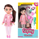 Boneca Coleção Sophy Profissões Veterinária Dog Menina Brinquedo Diversão Pet Cuidado Acessórios Ponto Criativo
