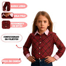 Fantasia Camisa Xadrez Festa Junina Feminina Infantil Manga Comprida Caipira São João