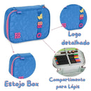 Kit Mochila Costas Rebecca Bonbon Azul Estojo Grande Box Juvenil Meninas Escolar Feminino Clio Megalomania
