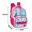 Mochila de Costas Luluca Holográfica Youtuber Bolsa Mala Feminina Escolar Notebook Megalomania