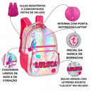 Mochila de Costas Luluca Holográfica Youtuber Bolsa Mala Feminina Escolar Notebook Megalomania