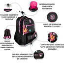 Mochila Carrinho Rodinha Luluca Bolsa Mala Escolar Viagem Preto Rosa Azul Juvenil Adolescente Chaveiros Personalizados Clio Megalomania