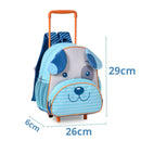 Mochila De Carrinho Cachorro Azul Vermelho e Laranja Rodinhas Infantil Meninos Unissex Menina Escola