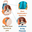 Mochila De Carrinho Cachorro Azul Vermelho e Laranja Rodinhas Infantil Meninos Unissex Menina Escola