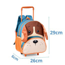 Mochila De Carrinho Cachorro Azul Vermelho e Laranja Rodinhas Infantil Meninos Unissex Menina Escola