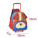 Mochila De Carrinho Cachorro Azul Vermelho e Laranja Rodinhas Infantil Meninos Unissex Menina Escola