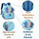 Mochila De Costas Cachorro Infantil Unissex Azul Vermelho Laranja Escolar Meninos Meninas
