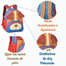 Mochila De Costas Cachorro Infantil Unissex Azul Vermelho Laranja Escolar Meninos Meninas