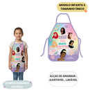 Avental PEVA Princesas Disney Infantil Cozinha Arte Pintura Meninas Resistente Ajustável Lavável