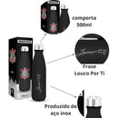 Garrafa Térmica 500ml Metal Emborrachado Neo Corinthians Oficial Pai Presente Treino Futebol Megalomania