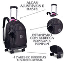 Kit Mochila Carrinho Rebecca Bonbon Preto Estojo Box Escolar Juvenil Meninas Feminino Clio Megalomania