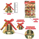 Enfeite de Natal Sino c/12 peças Decorativo Magia Alegria Brilho Luz Aconchego Árvore Alegre