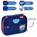 Kit Mochila de Costas Juvenil 17,5" e Estojo Box Tsum Tsum Stitch Disney Clio Escolar Colegial