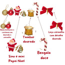 Kit Enfeite de Natal com 12 peças Decorativo Festa Árvore Alegre Encantador Magia Festivos Brilho