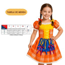 Vestido Fantasia Junina Julina Festa Infantil Manga Curta Menina Megalomania