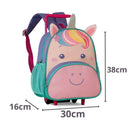 Kit Mochila de Carrinho Mala Bolsa Unicórnio Roxo Lancheira Térmica Duas Alças Lanchinho Escolar Feminino Meninas Clio Megalomania
