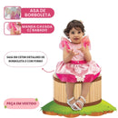 Fantasia Infantil Baby Borboleta Rosa Festa Criança Menina Pink Butterfly Jardim Luxo Princesa Carnaval Halloween