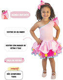 Fantasia Infantil Bailarina Rosa Menina Balé Carnaval Dança Criança Festa Completa