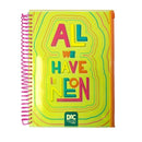 Caderno Universitário A4 160 Folhas Amarelo Bubble Neon Malote Zip Volta as Aulas Espiral Juvenil Ponto Criativo